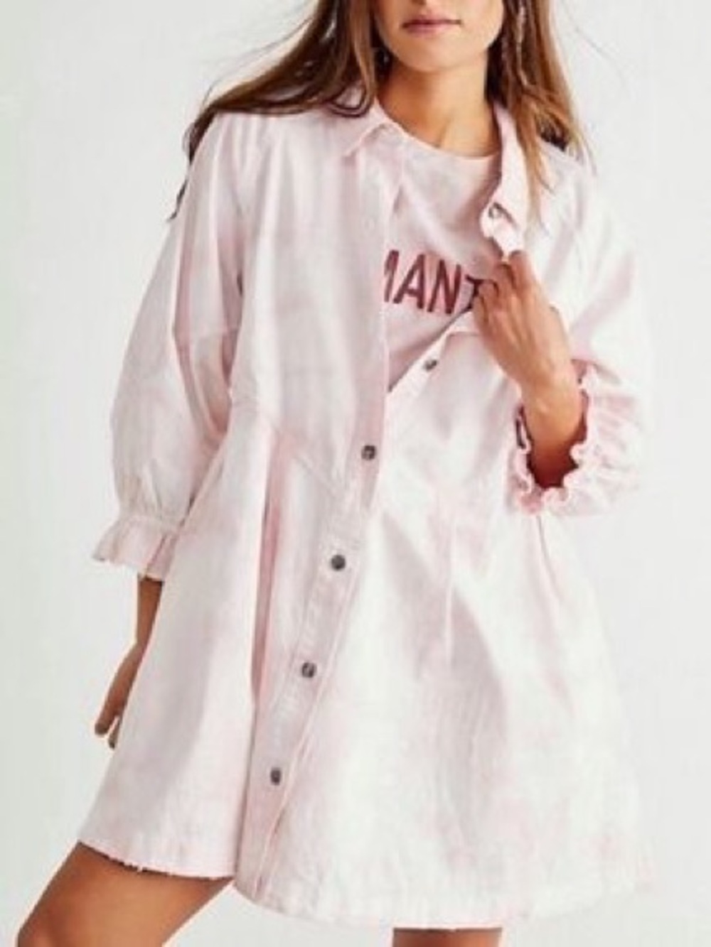 Free People Dress Women’s Medium Hannah Mini Dress in Pink Tie Dye 100% Cotton